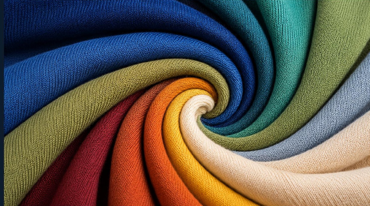 Dyed knitted fabric colour range